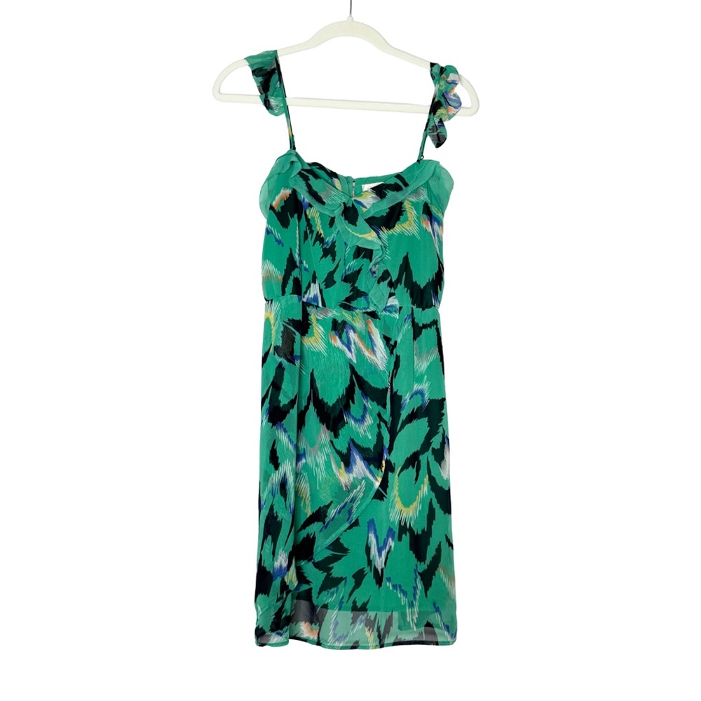 Rieley Green & Blue Printed Mini Dress | M | Tie Straps Summer Style